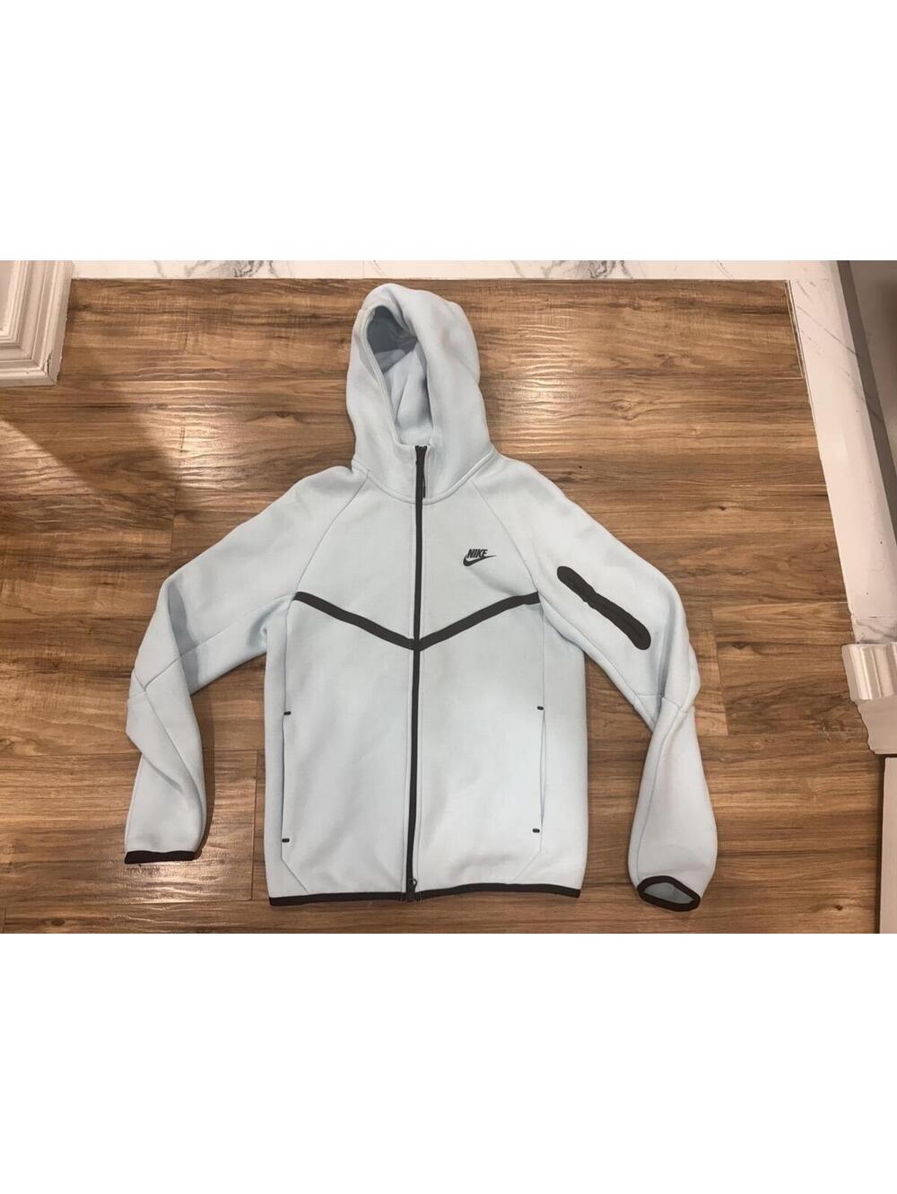Nike Tech Fleece Full Zip Hoodie Ice Blue Black Womens XS Hooded Jacket
